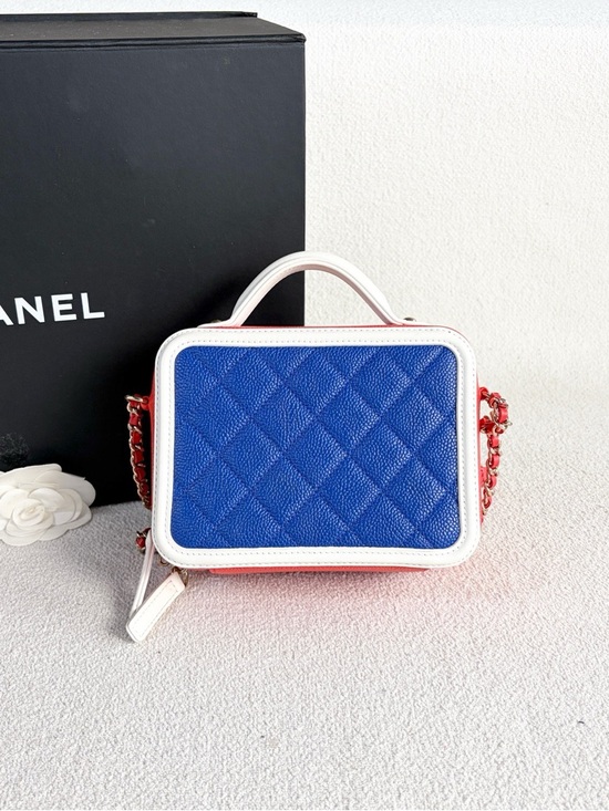 Chanel | Vanity Case Colorblock Blue Red White | Excellent Condition - Picture 3 of 7